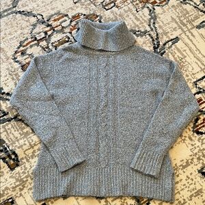Jones New York Cozy Blue/Gray Turtleneck Sweater